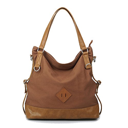 Kaylena 防水帆布バッグ 多機能 女性用 2way ハンドバッグ コーヒー色