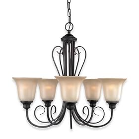 Royce Lighting RC17ES/5-23 Fulton Five-Light Chandelier Oil Rubbed Bronze with Sepia Tinted Globes