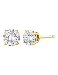 1 ct. L- SI2 Round Brilliant Cut Diamond Earring Studs in 14K Yellow Gold