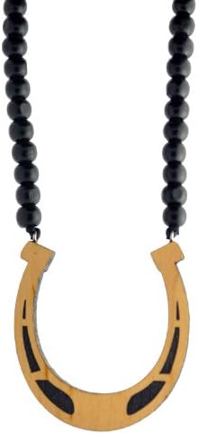 Lucky Horse Shoe Wooden Pendant with Wood Bead Necklace SwaggWood Made in USA