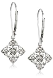 10k White, Yellow or Rose Gold Diamond Lever Back Floral Design Earrings (1/20 cttw, I-J Color, I2-I3 Clarity)