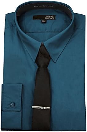 Harve Benard Men's Dress Shirt &amp; Tie Box 3-Piece Set, M 32/33, Moraccan Teal