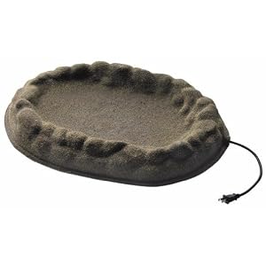 Farm Innovators “Four Seasons” Sand Coated Ground Birdbath – Tan; Model FS-1, 60-Watt