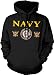 United States Navy Mens Sweatshirt, Bald Eagle With Anchor Naval Shield Pullover Hoodie, Large, Black