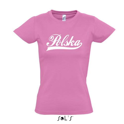 Damen T-Shirt – Polen Oldschool Polska LÄNDERSHIRT EM / WM FAN Trikot S-XXL , Orchid pink – weiß , M