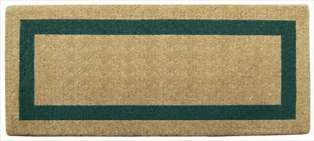 Nedia Home Heavy Duty Coir Door Mat - Plain, Single Picture Frame Design, Natural Coco Fiber Welcome Mat, Durable Handcrafted Outdoor Rug, Eco-Friendly, Green 24" x 57", O2076