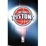 Professionally Framed Detroit Pistons 2010 Logo Sports Poster Print - 22x34 with RichAndFramous Black Wood Frame