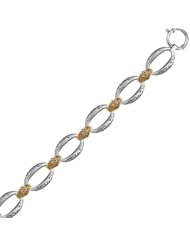 18K Yellow Gold and Sterling Silver Chain Bracelet in an Ornate Filigree Motif