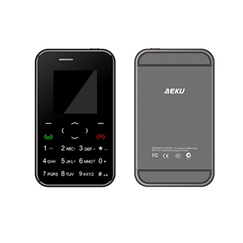 YCCTEAM Original AEKU I6 1.54 Inch Mini Credit Card Size Cell Phones Ultra-slim Student Multifunction Versions, 2G GSM Mobile Phone Unlocked (Grey)