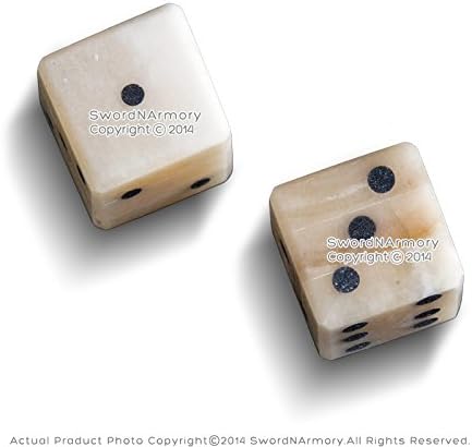 Medieval Gears Brand Genuine White Bone Gambling Handmade Roman Dice Inlaid Pips Casino Game Medieval