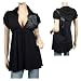 Black Deep cut v-neck Plus size Hoodie top