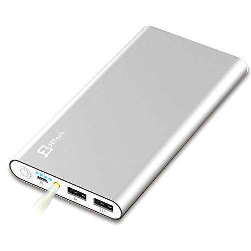Power Bank, JETech 10,000mAh 2-Output Portable External Power Bank Battery Charger Pack for iPhone 6/5/4, iPad, iPod, Samsung Devices, Smart Phones, Tablet PCs (Silver) - 0761
