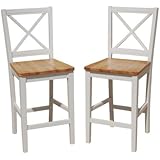 TMS 24 inch Virginia Cross Back Stools (Set of 2), White/natural