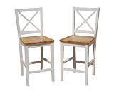 Review Target Marketing Systems 11724 / 24 inch Virginia Cross Back Stools (Set of 2), White/natural