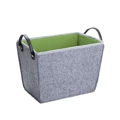 Wenko 3440206100 Aufbewahrungskorb Filz L - Zeitungskorb, 38 x 27 x 26 cm, 26 Liter, grau-gr�n