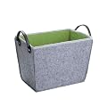 Wenko 3440206100 Aufbewahrungskorb Filz L - Zeitungskorb, 38 x 27 x 26 cm, 26 Liter, grau-gr�n