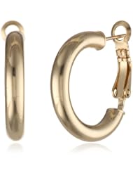 Goldtone Finish Silver Polished 4x25 Clutchless Hoop Earrings