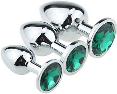 Mooner Night 3 Pcs Suppository Gem Stimulation Jeweled Butt Plug Personal Massager Toys (Green)