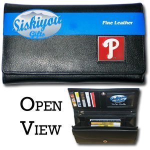 Philadelphia Phillies Genuine Leather Womens Female Clutch Wallet - MLB Baseball Fan Shop Sports Team Merchandise