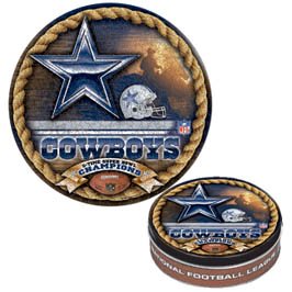 See Dallas COWBOYS 500 pc PUZZLE + 1/2 Gallon Team Tin New