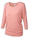 URBANCLEO Womens Dolman Top 3/4 Sleeves Boat Neck Tee (PLUS Size Available)