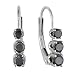 14K White Gold 1/2 ctw Black Diamond 3-Stone Earrings