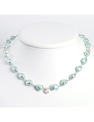 Sterling Silver 16in Light Blue Freshwater Cultured Pearl Necklace