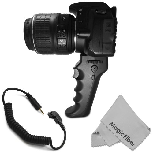 Camera Pistol Grip with Trigger for Shutter Release (RM-S1AM Replacement) - Compatible with Sony Alpha A33 A55 A35 A37 A57 A58 A65 A77 A99 A900 A800 A700 A560 A500 A550 A350 A300 A200 Cameras + MagicFiber Microfiber Lens Cleaning Cloth