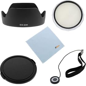 GTMax 5pcs 77mm Lens Filter Accessory Kit Include:EW-83H Flower Lens Hood+UV Filter+Lens Cap and Keeper+Cleaning Cloth for Canon EOS 60D T3i T3, EOS-1D X, EOS 5D Mark II, EOS 5D Mark III (with EF 24-105mm Lens)