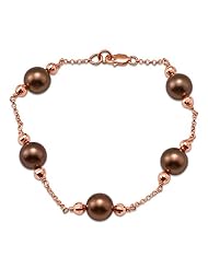 Chocolate Tahitian Pearl Bracelet in 14K Rose Gold (8-9mm)