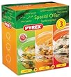 Pyrex 3 Piece Round Casseole Set  0.75L, 1.25L 2.0L Casseroles