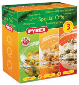 Pyrex 3 Piece Round Casseole Set 0.75L, 1.25L 2.0L Casseroles