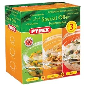Pyrex 3 Piece Round Casseole Set  0.75L, 1.25L 2.0L Casseroles