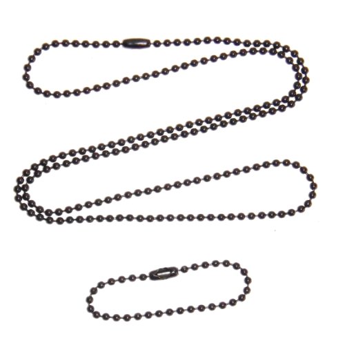 Black Military Army dog tag chain set 2.4mm 27in. and 4.5