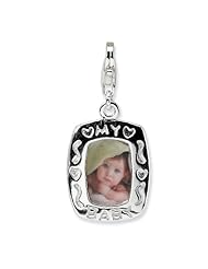 Sterling Silver Polished My Baby Frame w/Lobster Claw Clasp Clasp Charm
