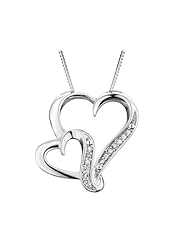 Diamond Heart Pendant Necklace in Sterling Silver with Chain