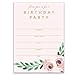 Pink Birthday Party Invitations Delicate Modern Floral Fill In Invites with Envelopes (Pack of 25) Large 5x7