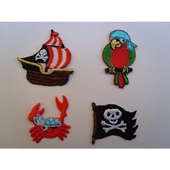 4-er Set Pirat Piraten AUFN�HER Sticker APPLIKATION B�GELBILD PATCH