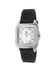 Trax Womens TR5132-WB Posh Square Black Rubber White Dial Watch