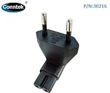 Conntek 30216 Travler Male Plug Adapter European 2 Prong Male Plug To Laptop/Power Adatper IEC C7 Female Connector
