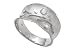 14K White Gold Hand-Crafted Matte-Finish Designer Ring, Enhanced with Bezel Set Diamonds.