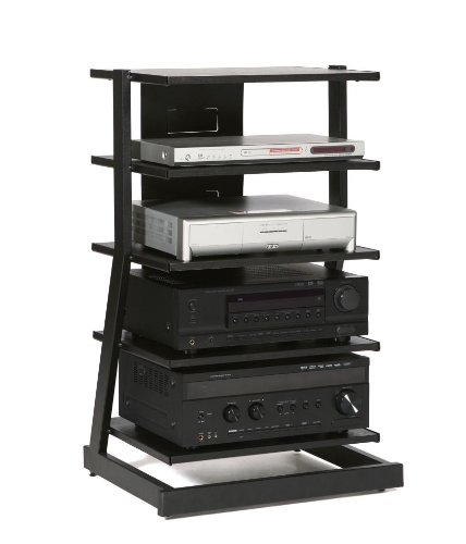 Black Friday 5 Shelf Solid Black Oak & Steel Component Stand Deals