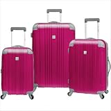 41sAUDPqraL. SL160  Travelers Choice  Malibu 3 Piece Hard Case Luggage Set Expandable,Magenta,One Size