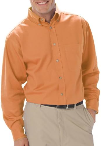 (Closeout discount) Mens Long Sleeve 100% Cotton Twill Shirt, Mango 2Xl