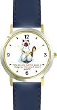 Siamese Cat Cartoon or Comic - JP Animal - WATCHBUDDY® DELUXE TWO-TONE THEME WATCH - Arabic Numbers - Blue Leather Strap-Size-Children's Size-Small ( Boy's Size & Girl's Size )