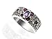 Silver Amethyst & Marcasite Enamel Ring Size: title=