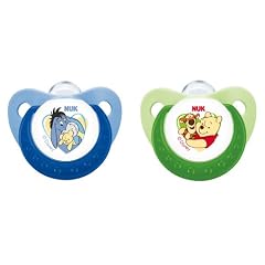 NUK 10175047 Silikon Beruhigungssauger (Schnuller) Disney Winnie Trendline mit Ring, Gr��e 1 (0-6 Monate), BPA-frei, 2 St�ck, gr�n/blau