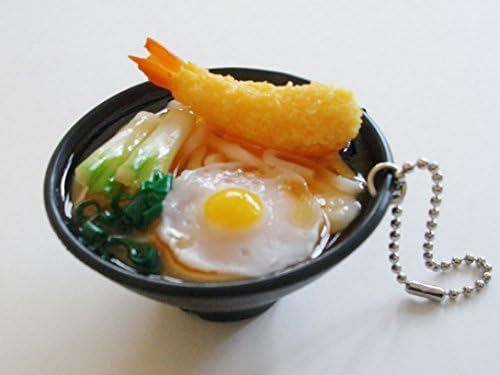 3" Cute Imitation Udon Ramen Noodle Soup Bowl Charm Key Chain #8 ~Tempura Shrimp and Egg~