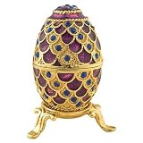 Objet d'Art Release #5 Lauren Purple Faberge Egg Handmade Jeweled Metal Trinket Box
