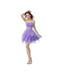 A-line Tulle Beaded  Piping  Prom Dress/Mini Dress  With Rhinestones and Ruffles
